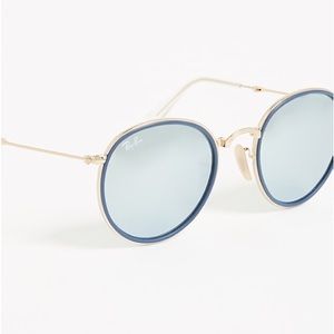 Mirrored round folding sunglasses